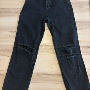 PacSun Womens High Rise Straight Black Distressed Denim Jeans Size 25